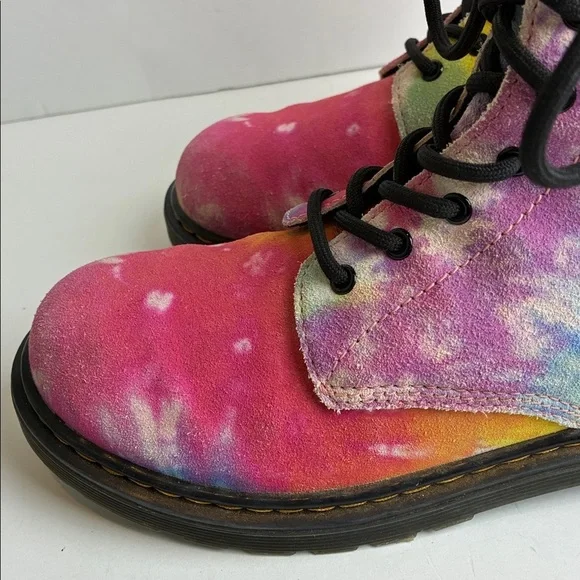 Dr. Martens 1460Y Multi Tie Dye Leather Combat Boots Youth M6 Women’s 7 EU 38 - Picture 8 of 16